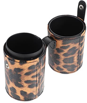 Mikinona Multipurpose Cosmetic Brush Bucket Lid Portable Makeup Tools Organizer for Travel Pu Material Leopard Pattern for Storing Brushes and Makeup Supplies