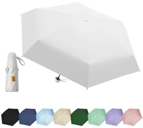 EEPLUYTY Mini-Regenschirm, Sechs-Knochen-Regenschirm, UV-Schutz-Regenschirm, Sonnenschutz-Regenschirm für den Außenbereich, Regen- oder Sonnenschein-Regenschirm, uv schutz und tragba(Hellbeige)