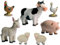 Tradineur - Set de 7 Figuras de Animales para Belén - Vaca, Burro, Gallo, Pato y 2 ovejas - Adorno Divertido para Nacimiento, Navidad, decoración Tradicional