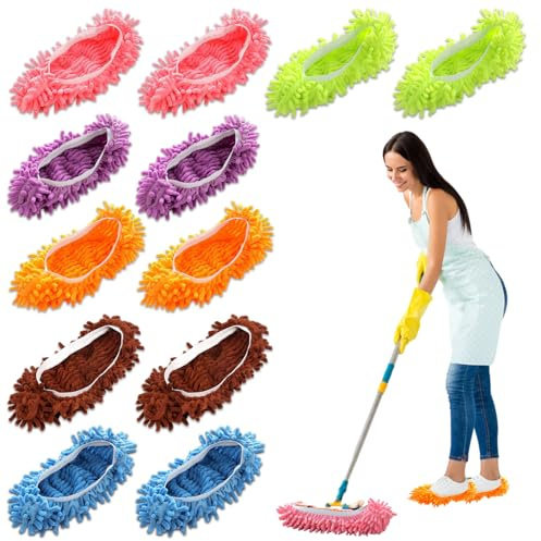 Fundas para Pantuflas de mopa, Fundas extraíbles y Lavables,Cobertores de Zapatos y Mopa Multiusos - Paquete de 12, para Limpiar el Suelo, Zapatos Reutilizables para el hogar, Oficina, Cocina