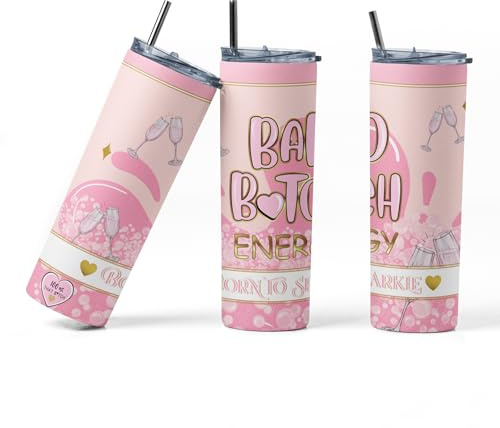 anjeca Gobelet inspiré de Plouise, rose, imprimé « Bad Botch Energy »