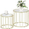 HOMCOM Round Coffee Table Set of 2, Glass Nest of Tables with Metal Frame and Tempered Glass Tabletop, Modern Side Tables for Living Room, Gold Tone