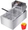 Friteuse Professionnelle Électrique - 1 Cuve - 8 Litres - 2800W - Thermostat Réglable - Acier Inoxydable - Cuisson Homogène et Facile
