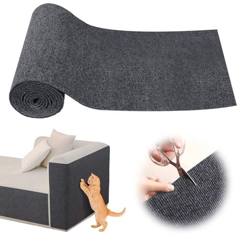 100CM*30CM Tappeto tiragraffi per gatti,4 colori e 4 misure, tappeto tiragraffi gatti, adesivo tappetino gatto, protezione divano graffi gatto antigraffio divano (grigio scuro, S)