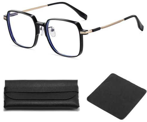 RVYEIOP 1 Paar Blaulicht filternde Lesebrille, Metall-Mode rechteckige Anti-Blaulicht-Brille, Lesebrille für Männer und Frauen.