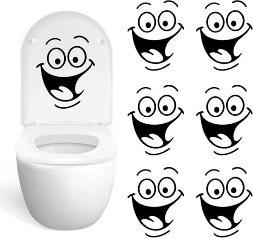 Flycppo Sticker Abattant WC 6 Pièces Autocollant Mural Wc Siège,DIY Sticker Drôle Wc Autocollant Couvercle de Toilette Drôle pour Salle de Bain,Cuisine