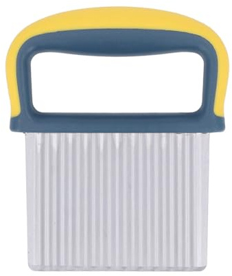 Wavy Crinkle Cutting Tool Vegetable Potato Cutter Stainl Steel for Carrots Potato Fruit Yellow Wavy Crinkle Cutting ToolCrinkle CutterCaterials The (Yellow)