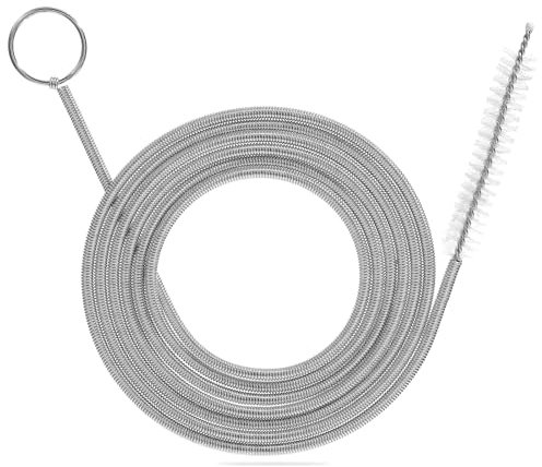 Flexible Feeding Tube Brush,Slim Drain Hole Cleaning Tool,Hose Pipe Cleaning Brush,Unblocker 150cm Drain Cleaning Tool,for Bathroom and Kitchen Plug Hole Hair Remover Tool for Sink,White