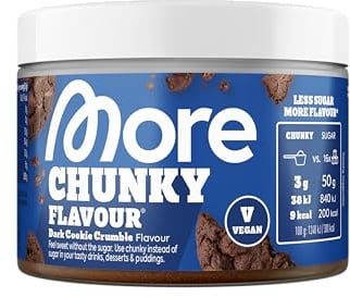 MORE Chunky Flavour, Dark Cookie Crumble, 170 g, vegan | Geschmackspulver zum Süßen, ohne viel Zucker und Kalorien, mit Inulin und Laktase (Design kann variieren)