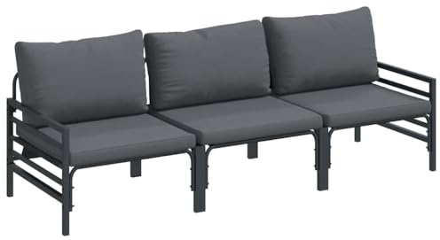 vidaXL Garden Sofa Set 3 pcs Anthracite Steel, Backyard Elegance, Outdoor Furniture, Garden Arrangement, Patio Ensemble, Lawn Seating, Deck Lounge, Porch Setup, Veranda Display