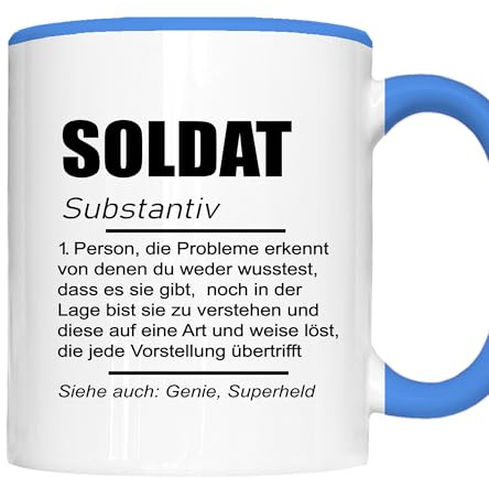 Soldat Definition Tasse – Lustiges Geschenk für Soldaten & Bundeswehr – Kaffee Becher mit Spruch – Geschenkidee für Armee, Militär & Kameraden
