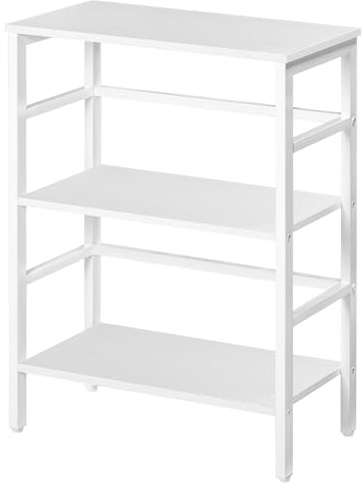 HOOBRO Bücherregal, Standregal, 3 Ebenen Leiterregal, schmales Regal, Multifunktionales Ablageregal, Stabiler Metallrahmen, offene Ablagen, für Wohnzimmer, Arbeitszimmer, Weiß EWT86CJ01G1