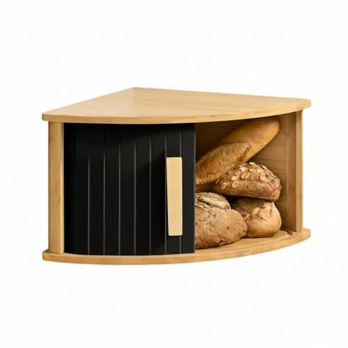 decuwat Corner Bread Box for Kitchen Countertop, Bread Storage Container for Homemade Bread, Two Layer Breadbox under Cabinet Mount, Large Bread Holder for Kitchen Counter, Panry Shelf