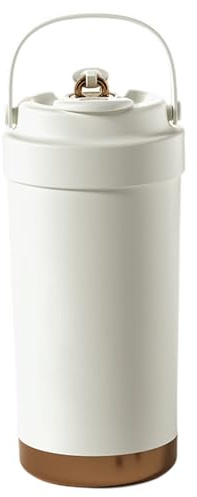 Ngbbby Borraccia bianca rivestita in ceramica da 500 ml con cannuccia, tazza termica a tenuta stagna per bevande
