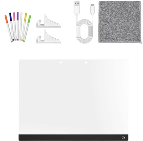 LED-Zeichenbrett für Kinder, Acryl, trocken abwischbar, mit 7 farbigen Stiften, leuchtende Tafel für Kritzeleien mit Ständer, für Reisen, Schule, Klassenzimmer, Zuhause