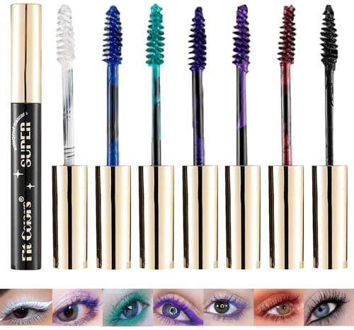 Bunt Wimperntusche Wasserfest, Glitzer Mascara für Wimpern, Glitzer Wimperntusche, Fixiert, Verleiht Volumen, Schwung, Geeignet für Verschiedene Anlässe, Kreiert Atemberaubende Augen Makeups