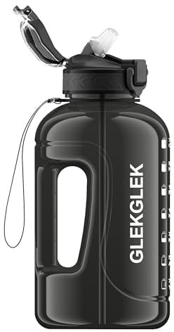 GLEKGLEK Borraccia 2L con Cannuccia, Senza BPA | Grande Capacità, Apertura Ampia, Palestra, Uso Quotidiano
