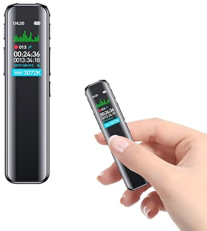 Gonikli Enregistreur Vocal Espion Mémoire 64 GB, Mini Dictaphone Rechargeable Par USB, Micro Espion Avec Fonction de Commande Vocale, Avec Lecteur MP3 , Enregistreur Vocal Numérique Espion（10*2*1 ）
