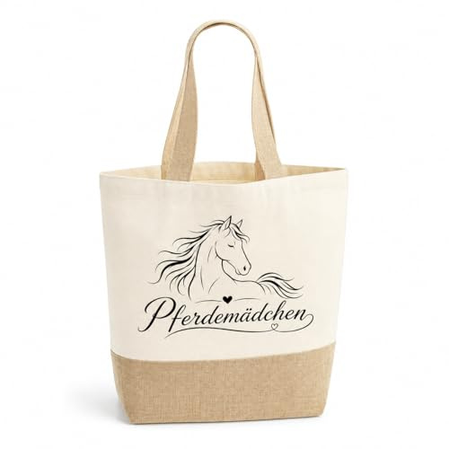 AHEJIOO Große Jute Einkaufstasche Mit Pferde Motiv Für Den & Alltag, Das Perfekte Pferde Mädchen Geschenk Und Zubehör, Schöne Pferde Geschenke Für Mädchen & Frauen