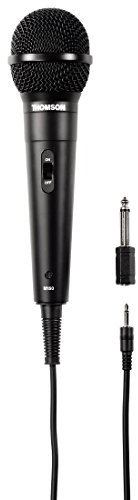 THOMSON | Micrófono dinámico con Conector Jack de 6,3mm o 3,5mm y Conector XLR, Interruptor de Encendido/Apagado, Cable de 3metros, Color Negro.