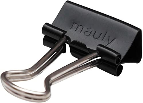 MAUL original mauly Klemmer (12 Stück) 15 mm | Befestigung mit 5 mm zum Klemmen von bis zu 50 Blatt Papier | vielseitig einsetzbar im Büro, als Küchen Gadgets und im Haushalt | Schwarz