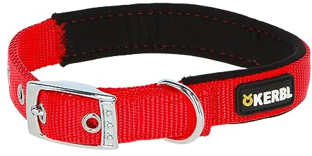 Kerbl Pet Miami Plus Nylonhalsband mit Softeinlage, rot, 53-61cm/38mm