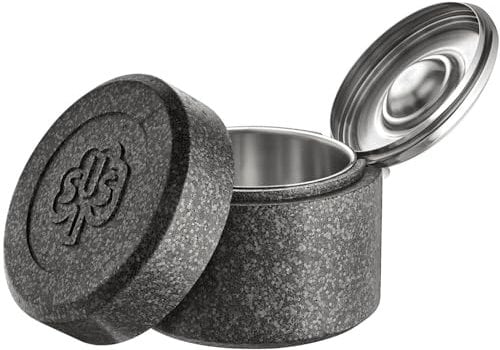 Schulte-Ufer Thermotopf Romana i schwarz/silber Thermobox: hochwertiger Kunststoff, Topf: Edelstahl 18/10 backofenfest/spülmaschinengeeignet Romana