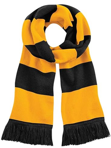 Beechfield Unisex Stadium Scarf Schal, Mehrfarbig (Black/Gold 00), One Size