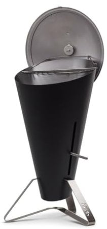 höfats - CONE Holzkohle Grill und Feuerkorb mit Deckel und Thermometer - stufenlose Regulierung der Hitze und Luftzufuhr - Grillen auf zwei Ebenen - Design-Grill aus Edelstahl