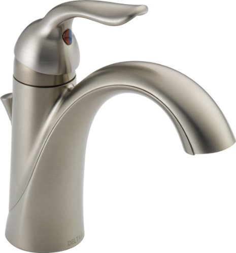 Delta Lahara Brushed Nickel Bathroom Faucet 1 Hole, Single Hole Bathroom Sink Faucet for Vanity, Metal Push-Pop Drain Assembly, Stainless 538-SSMPU-DST