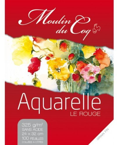 Hahnemühle Bloc de papier aquarelle 100 feuilles 325g 24x32 cm Rouge