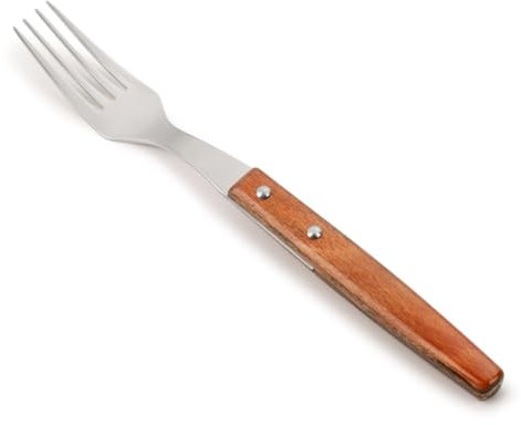 Arcos Cuchillos de Mesa de Acero Inoxidable 18/10 - Tenedor de 200 mm con Mango de Madera Comprimida - Ideal para Uso Diario - Serie Cuchillos de Mesa