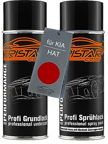 TRISTARcolor Autolack Spraydosen Set für KIA HAT Glowing Red Perl Grundlack Basislack Sprühdose 400ml