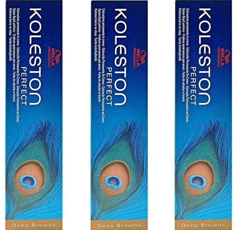 3x Wella Koleston Perfect 8/73 Hellblond Braun Gold Haarfarbe Coloration 60ml