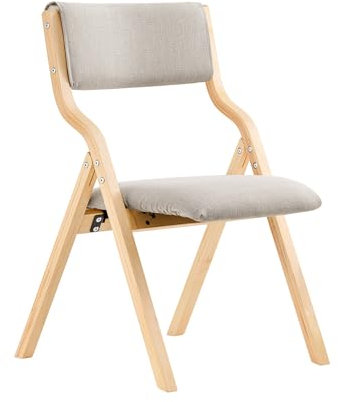 SoBuy Folding Chair Wooden Padded Folding Kitchen Dining Chairs with Backrest & Seat, Compact & Versatile Seating for Office, Dining Room, and Small Spaces Grey FST40-HG