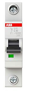 ABB S200 Miniaturüberlastschalter Typ C, Pol 1-polig 80A 440V ac, Abschaltvermögen 6 kA System Pro M Compact 60 V dc, Packung a 1 Stück