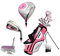 Precise M5 Ladies Womens Complete Right Handed Golf Clubs Set - Titanium Driver, S.S. Fairway, Hybrid, 5-PW Irons, Putter, Stand Bag, 3 H/C's - Pink, Petite Size -1