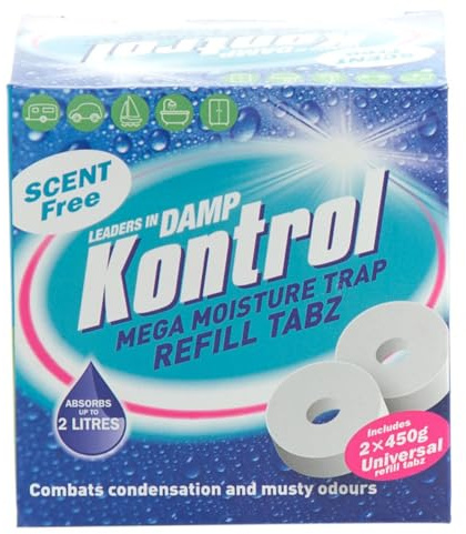 Kontrol Dehumidifier 2x450g (4 Pack), Automatic Humidity Control, Anti-Microbial, Unique Refill System, 100 sq ft, 1 Speed, Comfort Mode