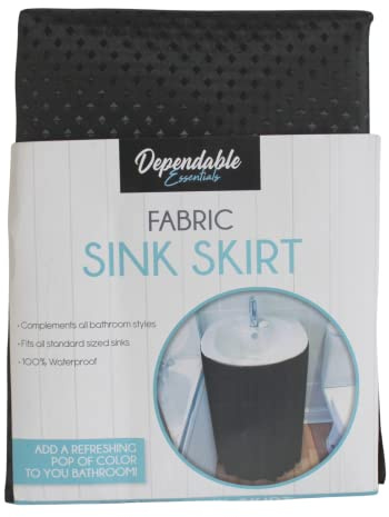 DINY Home & Style Essentials Black Fabric Sink Skirt Mosaic Stitch Black Self Stick Adhesive