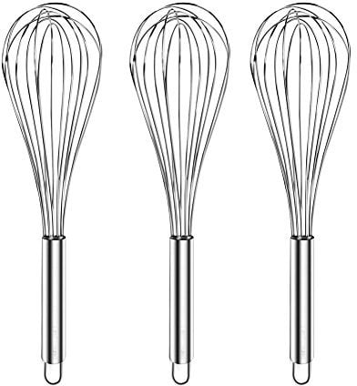 3 PCS Stainless Steel Egg Beater, Dough Mixer, Kitchen Cake Baking Manual Blender