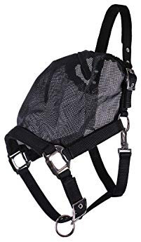 netproshop Kombination Halfter mit Fester Fliegenmaske ohne Ohren Schwarz Pony/Cob/Full, Groesse:Cob, Farbe:Schwarz