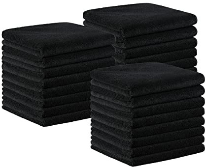 Arkwright Mikrofaser-Handtücher für Salonhandtücher, bleichfest, saugfähig, perfekt für Hotel, Resort und Spa, 40,6 x 68,6 cm, Schwarz, 24 Stück