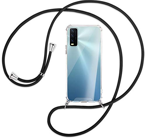 mtb more energy® Handykette kompatibel mit vivo Y20s, vivo Y11s (6.51'') - schwarz - Smartphone Hülle zum Umhängen - Anti Shock Strong TPU Case
