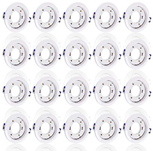 20x SET Einbaustrahler für 230V weiß rund Einbau Spots Decken Strahler Leuchte Spots Deckenleuchte Lampe Einbauleuchte Einbaurahmen GX61 WH
