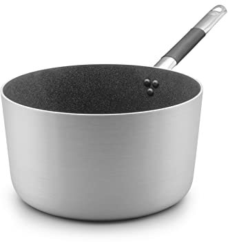 Pentole Agnelli ALSC105GC28 Linea Shark Skin, Casseruola Alta, Antiaderente, con 1 Manico in Acciaio Inossidabile, 28 cm