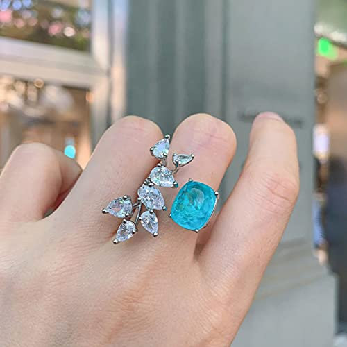 HCMA Damen Edelstein Ring Vintage 10 * 12 mm Paraiba Turmalin Smaragd Rubin Ungewöhnlicher Ring Party Cocktail Edlen Schmuck Geschenk