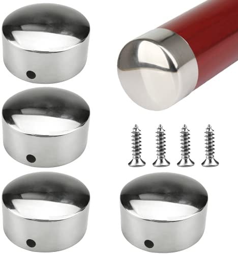 Lechengjia Endkappen für Handlauf, 44.6 mm, runde Edelstahl-Handlauf-Endkappen (2 Paar), mit 4 Edelstahlschrauben