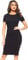 Crazy Girls Womens Cap Sleeve Stretch Bodycon Wiggle Pencil Long Midi Dress 8-22 (16-18, Black Plain)
