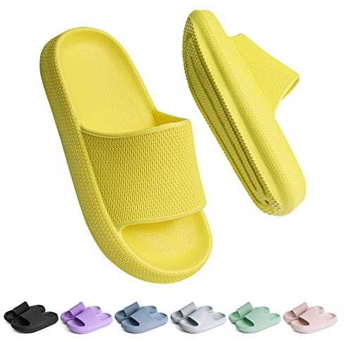 Buwege Claquette Enfant Chausson Antidérapant Piscine Fille Garçon Pantoufle Plage Bain Doux Plat Maison Sandales Jaune 29 EU