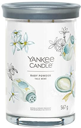 Yankee Candle Signature Duftkerze | große Tumbler-Kerze mit langer Brenndauer „Baby Powder“ | Soja-Wachs-Mix | Perfekte Geschenke für Frauen